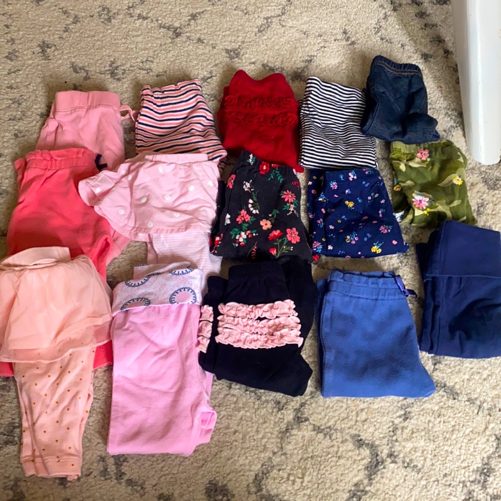 15 pairs of 0-3 months girls pants